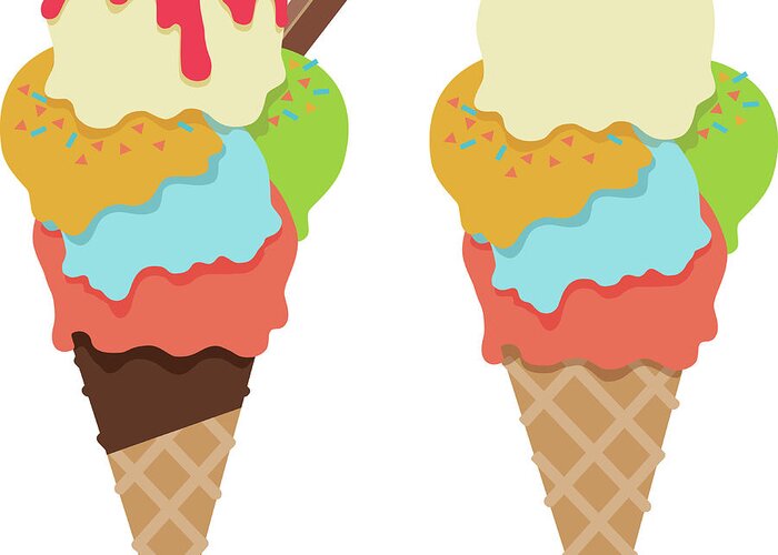 Sprinkles Greeting Card featuring the digital art Ice Cream Cones With Sprinkles And by Stevegraham