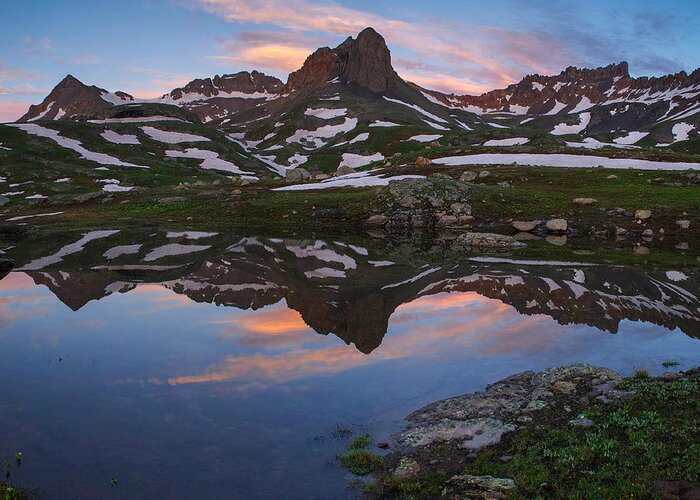 Reflection Greeting Card featuring the photograph Ice Lakes Basin Sunrise by Aaron Spong