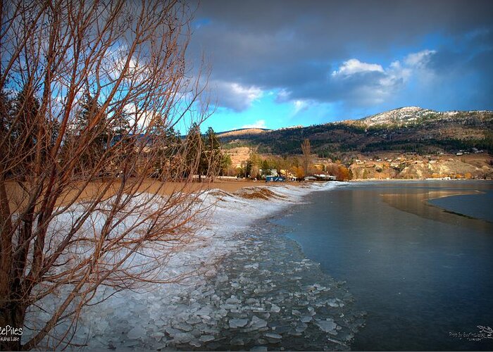 Ice Greeting Card featuring the photograph Ice Piles2 on Skaha Lake Penticton 02-19-2014 by Guy Hoffman