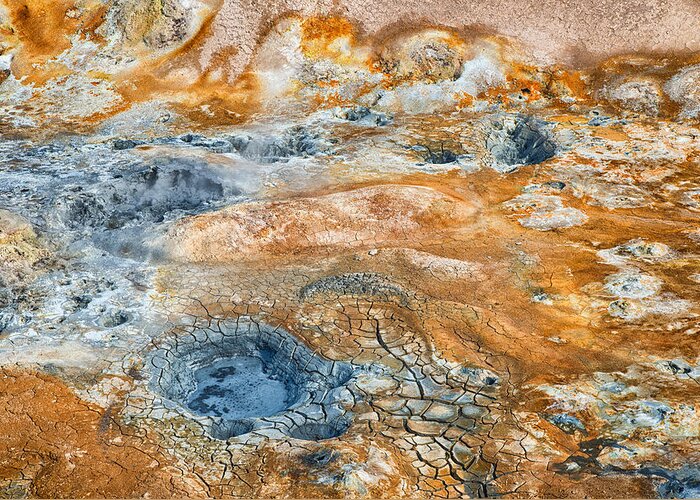 Iceland Greeting Card featuring the photograph Iceland natural abstract mud pots and sulphur by Matthias Hauser