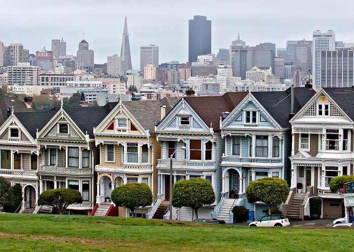 San Francisco Greeting Card featuring the photograph Iconic Painted Ladies by Art Block Collections