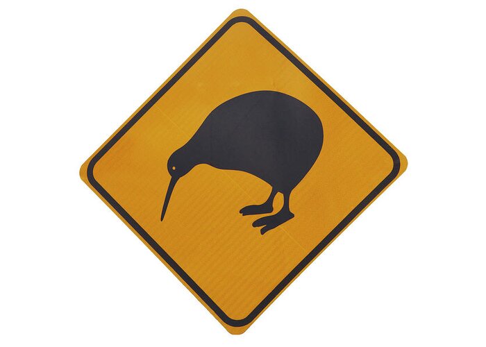Crossing Greeting Card featuring the photograph Iconic Yellow Kiwi Warning Sign, New by David Wall