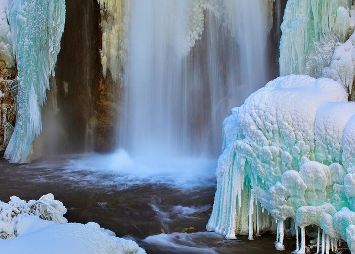Winter Greeting Card featuring the photograph Ice Falls by Kadek Susanto