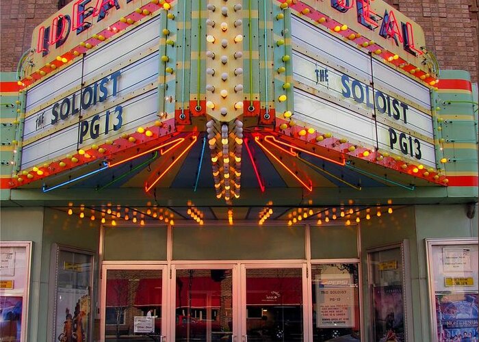 Clare Greeting Card featuring the photograph Ideal Theater in Clare Michigan by Terri Gostola