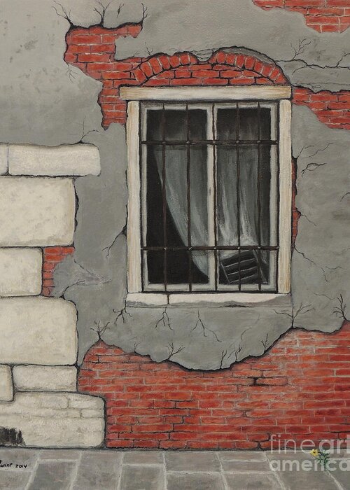 Brick Wall Greeting Card featuring the painting If This Wall Could Talk by David Swint