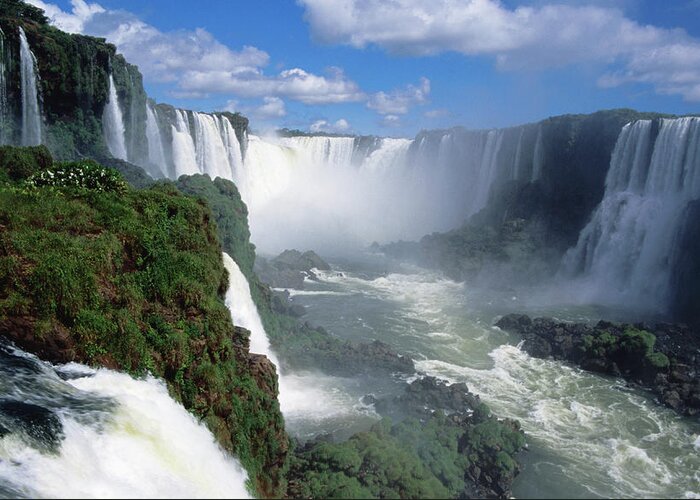 South America Greeting Card featuring the photograph Iguacu Falls, Looking Toward Garganta by Craig Pershouse