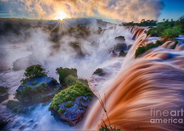 America Greeting Card featuring the photograph Iguazu Sunrise by Inge Johnsson