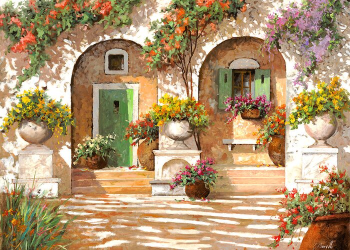 Arches Greeting Card featuring the painting Il Cortile by Guido Borelli