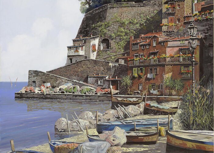Italy Greeting Card featuring the painting il porto di Sorrento by Guido Borelli