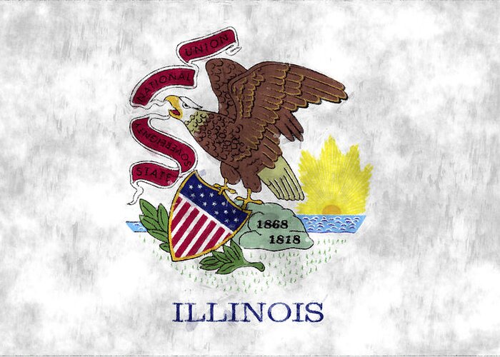 Illinois Greeting Card featuring the digital art Illinois Flag by World Art Prints And Designs