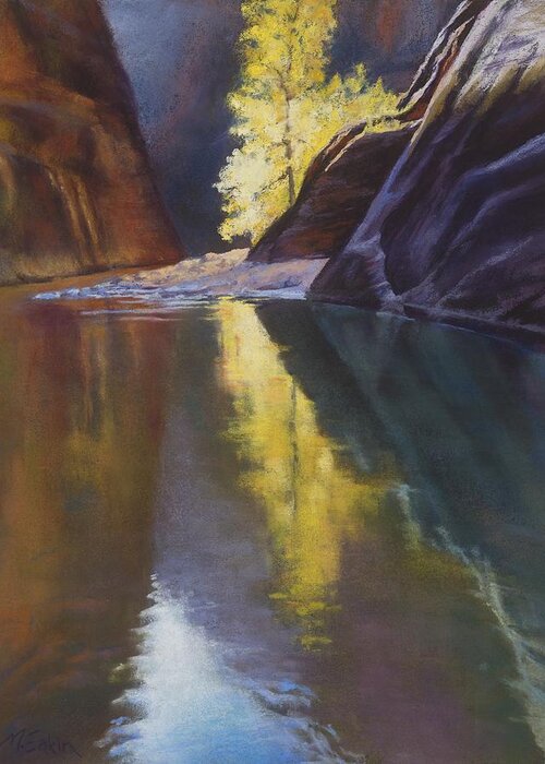 Zion National Park Ut Greeting Card featuring the painting Illuminated by Marjie Eakin-Petty