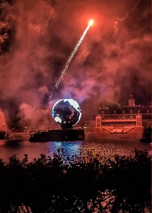 Epcot Greeting Card featuring the photograph Illuminations by Sara Frank