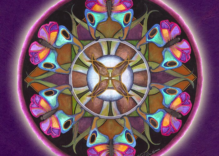 Mandala Art Greeting Card featuring the painting Illusion of Self Mandala by Jo Thomas Blaine