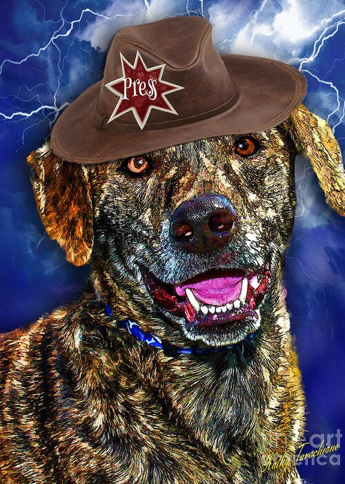 Canine Community Reporter Greeting Card featuring the digital art I'm A Canine Community Reporter by Kathy Tarochione