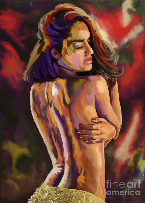 Bare Back Greeting Card featuring the painting Impressionist Lisa by Tim Gilliland