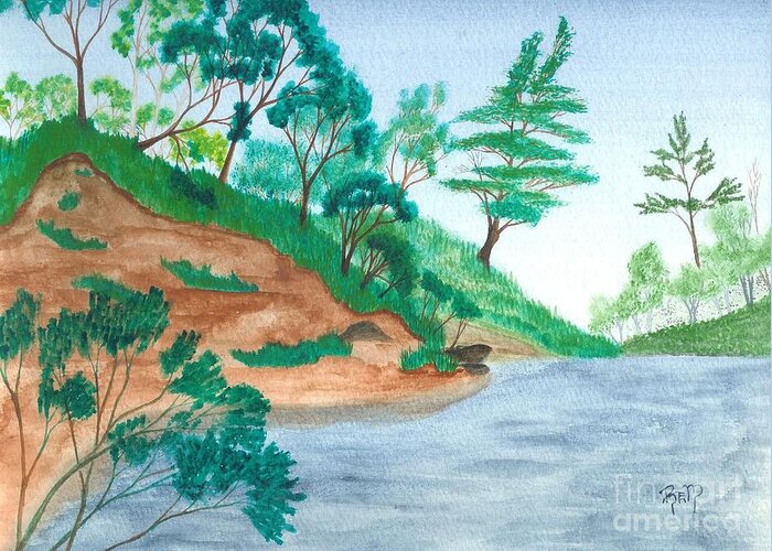 Mine Pit Greeting Card featuring the painting In A Mine Pit by Robert Meszaros