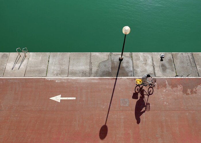 Street Greeting Card featuring the photograph In Bici by Paolo Luxardo