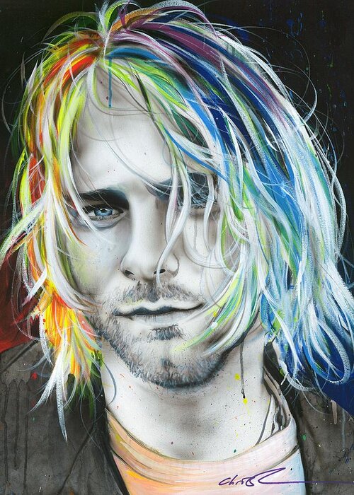 Kurt Cobain Greeting Card featuring the painting In Debt for My Thirst by Christian Chapman Art