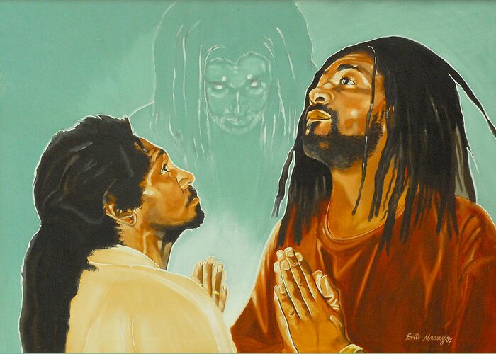 Rastafarians Greeting Card featuring the painting In His Presence by Belle Massey