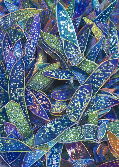 Birdseye Art Studio Greeting Card featuring the painting In the Conservatory - 6th Center - Indigo by Nick Payne