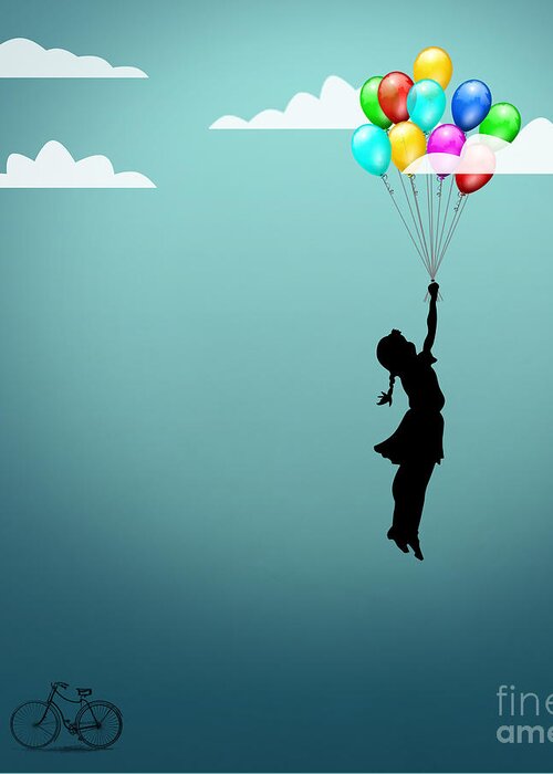 Balloons Greeting Card featuring the digital art In The Sky by Mark Ashkenazi