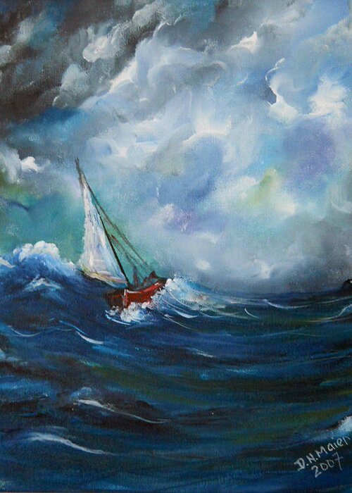 Storm Greeting Card featuring the painting In the Storm by Dorothy Maier