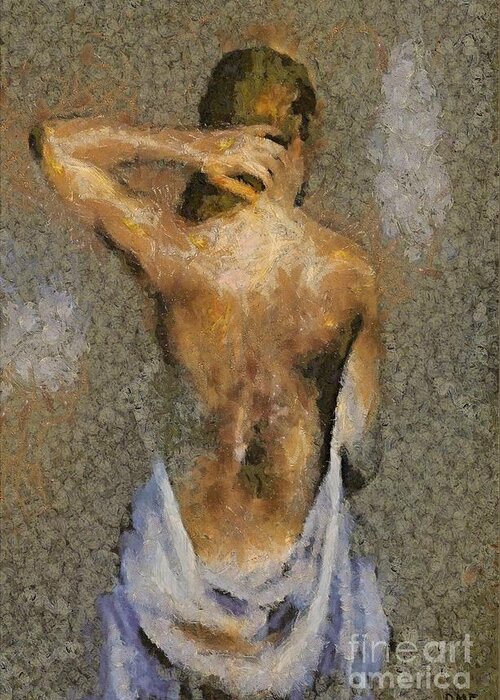 Nude Greeting Card featuring the painting In the Turkish Bath by Dragica Micki Fortuna