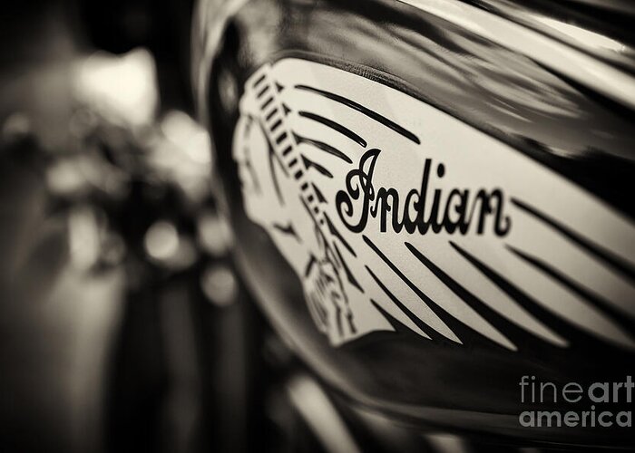 Indian Greeting Card featuring the photograph Indian Motorcycle Sepia by Tim Gainey