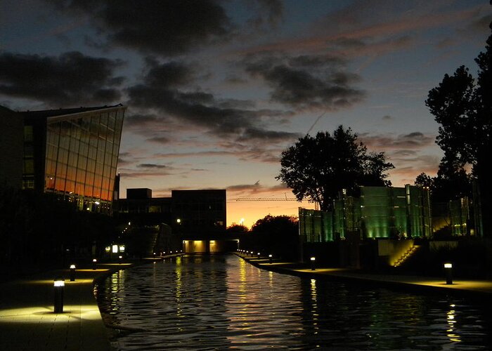 Dusk Greeting Card featuring the photograph Indianapolis Canals by Helen ONeal