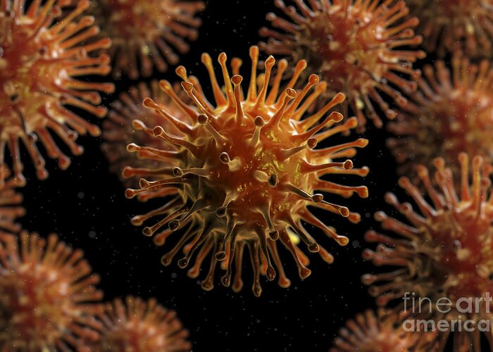 Sick Greeting Card featuring the photograph Influenza A Virus Particles by Science Picture Co
