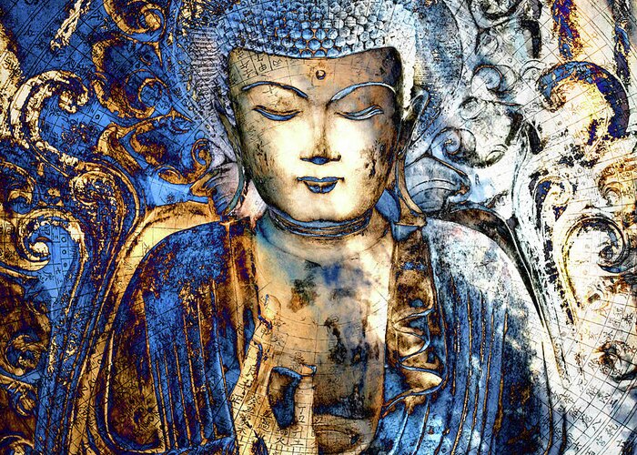 Buddha Greeting Card featuring the digital art Inner Guidance by Christopher Beikmann