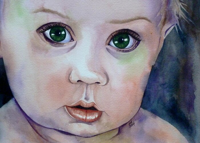 Child Greeting Card featuring the painting Innocent by Michal Madison