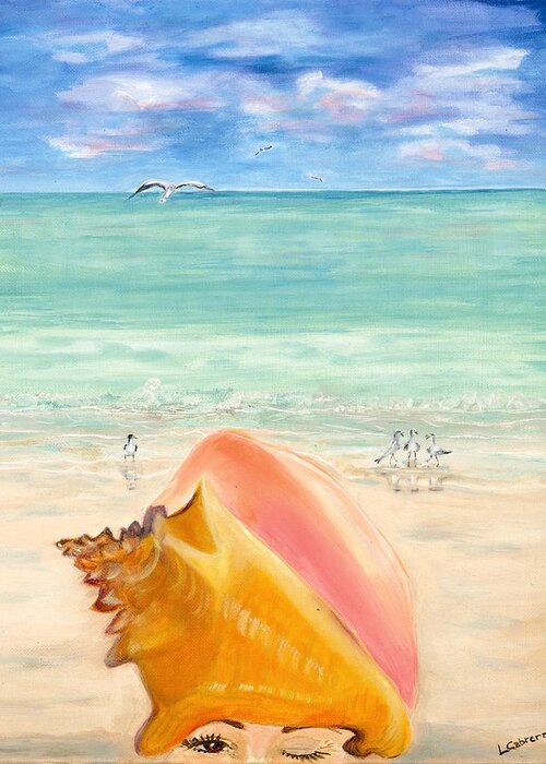 Key West Greeting Card featuring the painting Inside the Head of a Conch Woman by Linda Cabrera