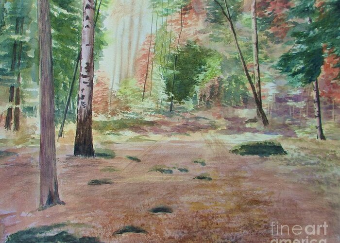 Into The Forest Greeting Card featuring the painting Into The Forest by Martin Howard