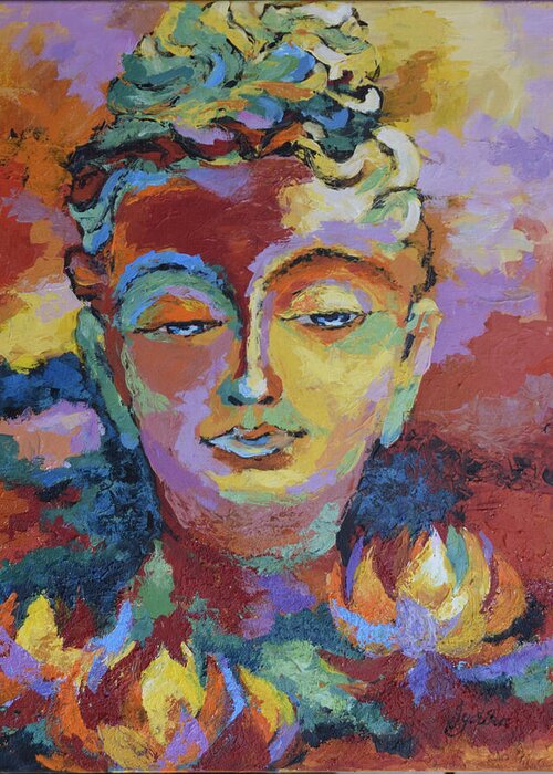 Buddha Greeting Card featuring the painting Introspection by Jyotika Shroff