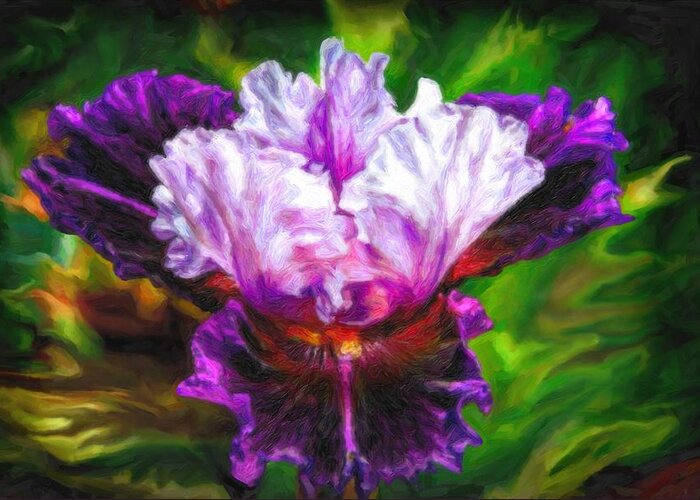 Painting Greeting Card featuring the digital art Iridescent Iris by Lilia D