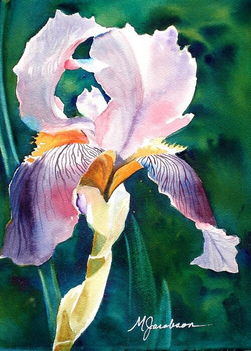 Iris Greeting Card featuring the painting Iris 1 by Marilyn Jacobson