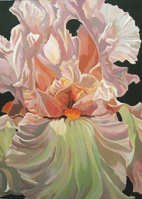 Flower Greeting Card featuring the painting Iris In Pink by Alfred Ng