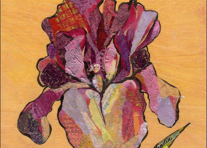 Flower Greeting Card featuring the painting Iris V - Series V by Shadia Derbyshire