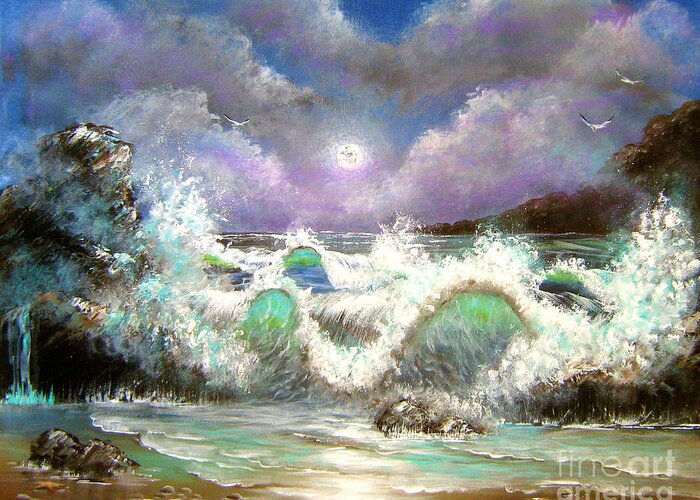 Waves Greeting Card featuring the painting Irresistible Force by Bella Apollonia