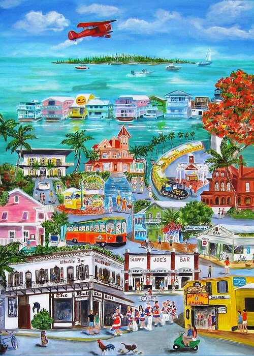 Key West Greeting Card featuring the painting Island Daze by Linda Cabrera