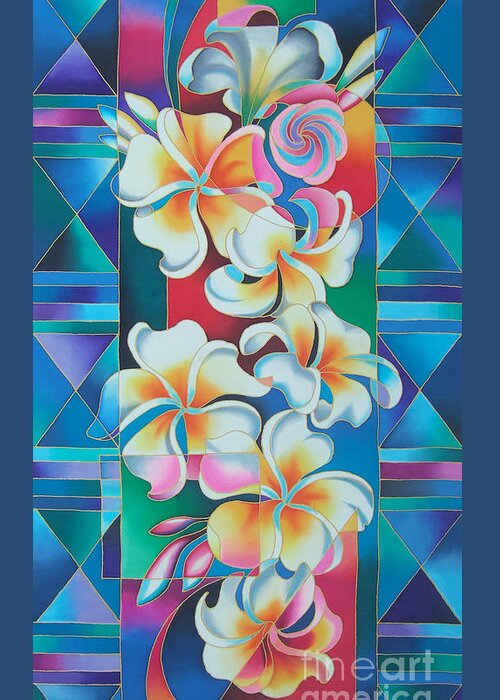 Fiji Islands Greeting Card featuring the painting Island Flowers - Frangipani by Maria Rova