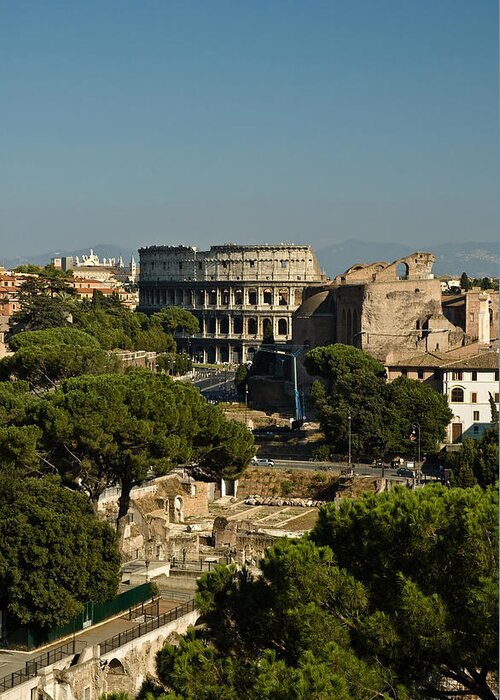 Rome Greeting Card featuring the photograph Italian landscape with the Colosseum Rome Italy by Marianne Campolongo