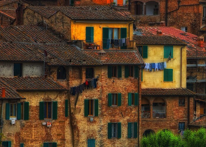 Italy Architecture Greeting Card featuring the photograph Italian Village View by Bob Coates