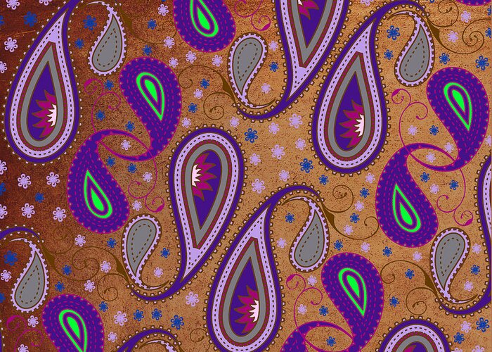 Flowers Greeting Card featuring the digital art It's Raining Paisley Series 1 by Teri Schuster