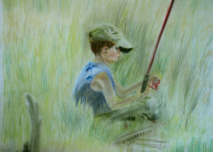 Boy Greeting Card featuring the painting Ivan and the Red Rod by Claudia Goodell