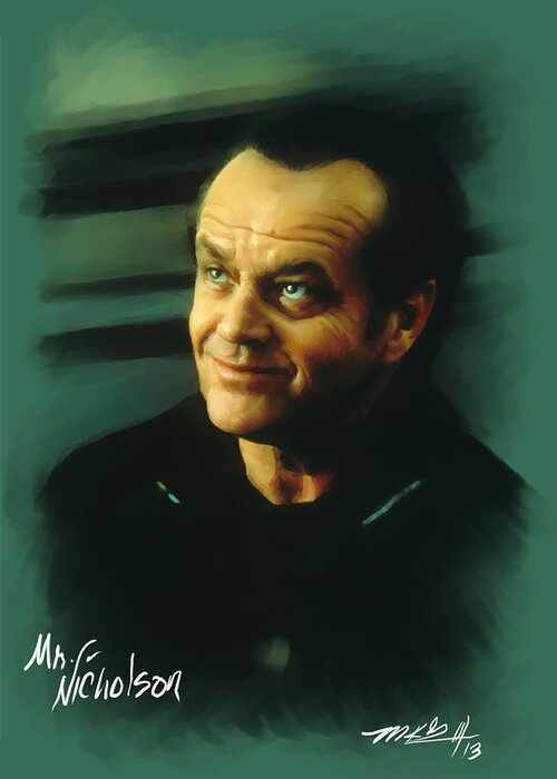 Nicholson Greeting Card featuring the digital art Jack Nicholson by Mark Gallegos