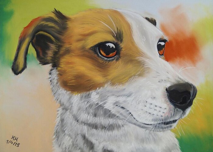 Close Up Greeting Card featuring the pastel Jack Russell Terrier by Kevin Hubbard