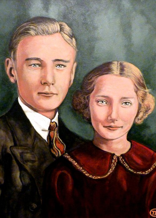 James Evan Roderick Greeting Card featuring the painting James and Ina K by Tom Roderick