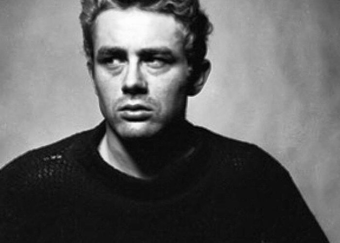 Vintage Greeting Card featuring the photograph James Dean, The Baddest Dude To Ever by Matthew Bryan Beck